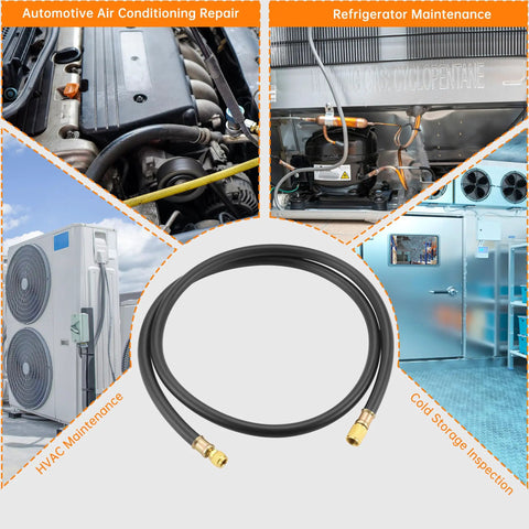 Beefy Heavy Duty Vacuum Hose Three Eighths Inch Six Foot For HVAC Quick Evacuation Black High Pressure 800 PSI Working Pressure