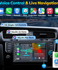 Dope 7 Inch Wireless Double Din Car Stereo with Apple CarPlay and Android Auto displaying live navigation and voice control