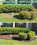 Durable Flexible Landscape Edging Border Kit 49 Feet Long 3 Inch High With 75 Metal Stakes HDPE Garden Fence Edge before and after install