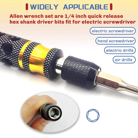Close-up of RC Model Repair Tools Kit 4 In 1 with one quarter inch drive and Allen key for electric screwdriver