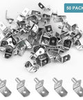 Heavy Duty Nickel Plated Shelf Pins 50 Pack 1/4 Inch L Shaped Cabinet Pegs on white background, designed for sturdy support in shelving.