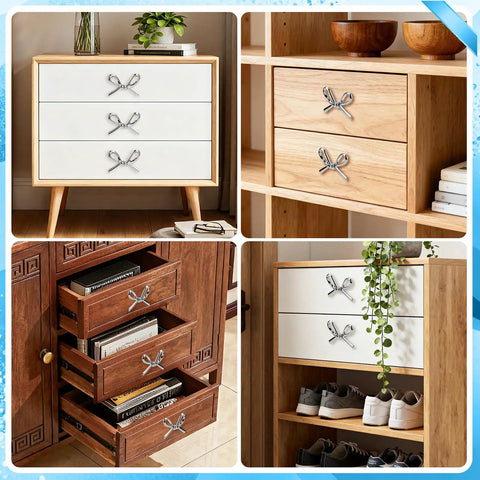 Boss Bow Dresser Knobs And Cute Drawer Knobs In Zinc Alloy With Brushed Hardware Pulls Vintage Cupboard Knob Set on various cabinets