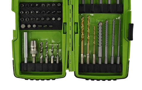 Open Pro Grade Drill And Driver Set Kit With Titanium Nitride Bits Self Centering High Speed Drill Bits in green case