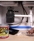 Liquid Rubber Coating Sealant For Roofs Basements RVs And Trailers Waterproof Flexible Breathable UV Resistant Goes On Smooth And Fast To Seal Water Air And Moisture Clear 32 Oz can under sink with roller