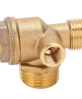 Half Inch By Three Eighths Inch By Ten Inch Brass Check Valve For Air And Oil Lines Three Port Non Return Flow Preventer Male Thread