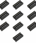 Set of 10 16 Pin DIP IC Socket, 2 Row, 2.54mm Pitch, Solder Type DIP Socket Adapter for PCB Boards, durable and reusable
