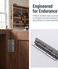 Two Pack Stainless Steel Piano Hinges 5 Inch By 0.7 Inch Heavy Duty Continuous Hinges With Holes For Cabinets Marine Grade Hardware