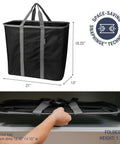 Collapsible Laundry Caddy 2 Pack 64L Cream Charcoal Foldable Laundry Basket 21x13x18.25in folded to 1.25in with sturdy handles