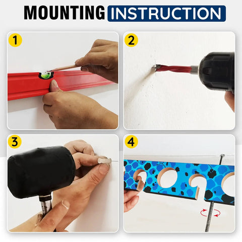 Mounting instructions for Ceiling Mount Fishing Rod Holder For Eight Rods And Reels Game Changer For Garage Organization