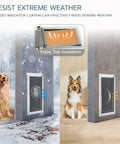 Top Shelf Medium Size Dog Door For Wall With 3 Flap Insulated Panel And Telescoping Tunnel Heck Yeah Slick All Steel Build For Pets Up To Forty Pounds Gets You Outside Like A Champ, showing insulation curtain against extreme weather.