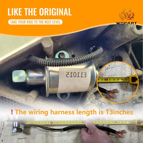 12V Electric Fuel Pump Replacement For 5500 5.5KW Gas Generator close-up with 13-inch wiring harness