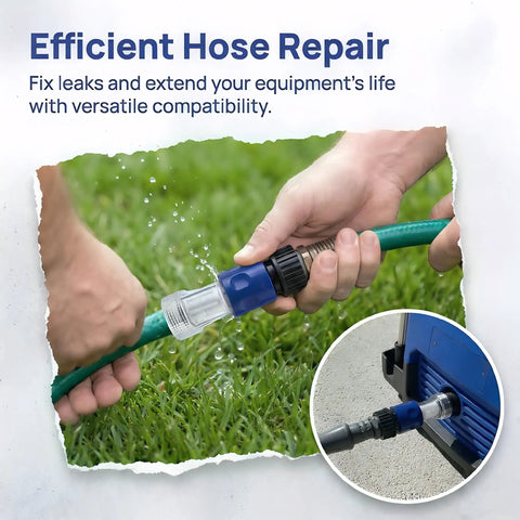 Connecting a water hose with the 6Pcs Water Hose Adapter Set For Garden To Mini Power Washer Quick Connect Replacement Parts.