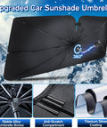 Windshield Sun Shade Umbrella For Cars With 360 Degree Rotating Bendable Handle, UV Block Heat Insulation, Portable Full Coverage
