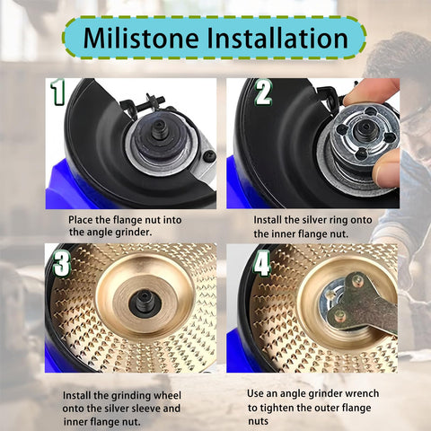 All In One Angle Grinder Wood Carving Disc Set For Four And A Half Inch Grinders With Five Eighths Inch Arbor installation guide