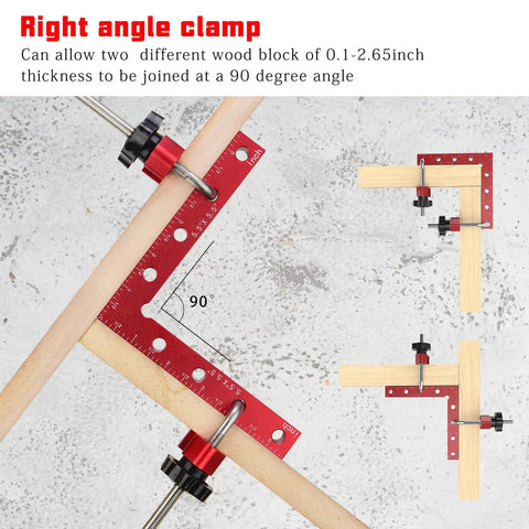 90 Degree Aluminum Alloy Corner Clamps Kit, Heavy Duty Right Angle Clamping Squares For DIY Woodworking, Shelves, Boxes, Frames, Drawers And Cabinets, 5.5 X 5.5 Inches, 4 Pack showing 90° wood joints