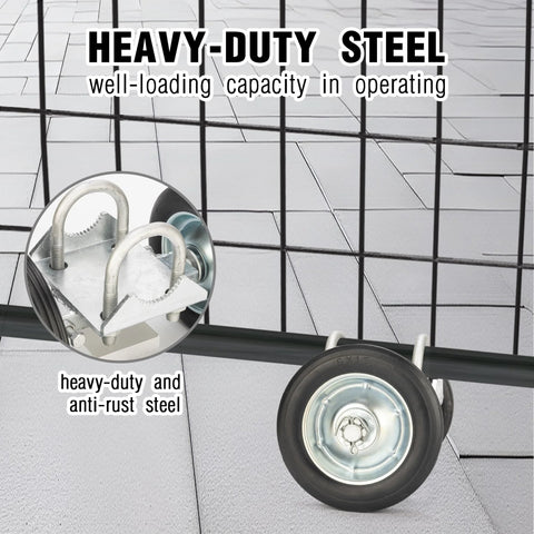 6 Inch Rolling Gate Wheel Carrier For Chain Link Fence Heavy Duty Gate Caster Kit with rubber wheels on steel frame