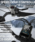 7-speed gear controller and LCD display of 1500W Peak Electric Fat Tire Mountain Bike For Adults With 32 MPH Top Speed