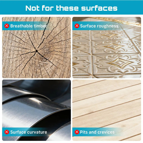 Image showing surfaces unsuitable for SEESII Heavy Duty Suction Cups For Glass And Tile Lifting Rated At 550 Pounds.