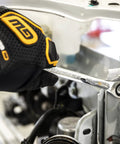 Person using 19Mm 4 Degree Swing Arch 12 Point Ratcheting Combination Wrench With Off Corner Loading And Dual Direction Ratcheting For A Tight Grip In Small Spaces 90 Tooth Box End on engine part.