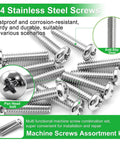 Heavy Duty 30 Pcs #8-32 X 1-3/4 Inch 304 Stainless Steel Machine Screws For Wall Plates Drawers Cabinets in various angles.