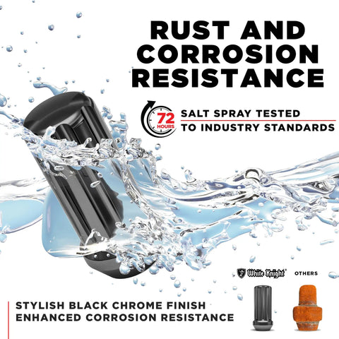 Black Chrome M14x1.50 Duplex Lug Nuts With Key 7 Spline Drive for wheels, corrosion resistant design in water splash