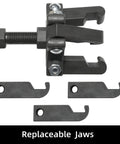 Heavy Duty Harmonic Balancer Puller Kit with 6 Jaw Design and replaceable jaws, featuring 3 thick and 3 thin jaws for Ford, GM, Chrysler.