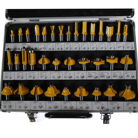 Beast 35 Piece Carbide Router Bit Set With Case Half Inch Shanks for Woodworking Includes Core Box Bits Radius One Eighth and One Quarter