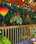 Two Pack Multicolor Hot Air Balloon Rainbow Wind Spinner Garden Decor For Outdoor Vibes, 59 Inches Tall By 12 Inches Wide