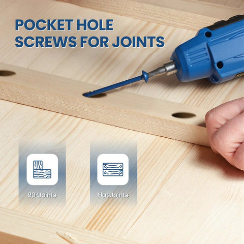 Big 1000 Pcs Pocket Hole Screws Set for DIYers used for joint drilling in woodworking with blue anti rust coating.