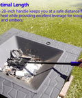 28 Inch Fireplace Shovel For Fire Pit And Indoor Hearth Pro Grade Heavy Duty Ash And Ember Scoop Iron Garden Tool in use
