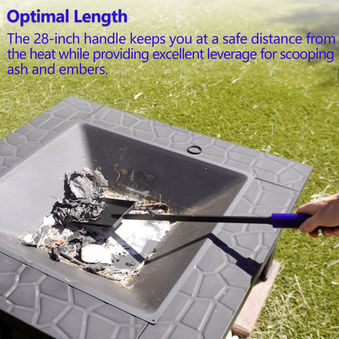 28 Inch Fireplace Shovel For Fire Pit And Indoor Hearth Pro Grade Heavy Duty Ash And Ember Scoop Iron Garden Tool in use