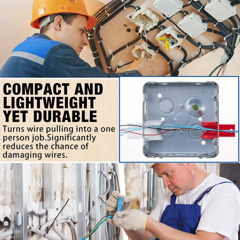 Electrician using 12 Piece Conduit Wire Pulling Grips Set With Open Ring Holders for easy cable management.