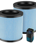 Replacement Filter For POMORON Air Purifiers 4 Stage HEPA Filtration With Activated Carbon shown in a pack of two with purifier