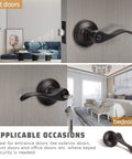 10 Pack Exterior Door Handle Lockset With Keyed Alike And Combo Keys In Oil Rubbed Bronze, installed on room doors