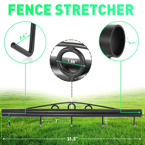 Chain Link Fence Stretcher Tool With 5 Hooks And 2 Extra Chain Links, Upgraded Galvanized Steel Bar Puller