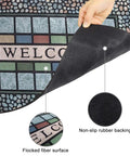 Close-up of Rugged Heavy Duty Rectangle Entry Door Mat 24 X 36 Inches For High Traffic Front Porch, showing non-slip rubber back.