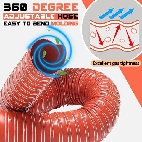 Beefy 2 Inch Silicone Intake Hose With 1 Meter Length, Double Layer Flexible Air Duct For Auto Air System, Red, shown in coil.