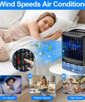 Ultimate Portable Air Conditioner Mini Personal AC For Desk And Bedroom, 3 Speed Evaporative Cooler shown on bedside table