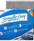 Odor Defense Breathe Easy Cabin Filter packaging and filter showing activated carbon for Genesis G70 G80 G90 GV70 GV80 Coupe.