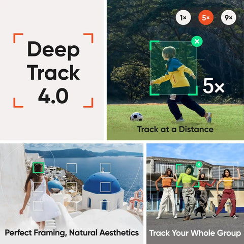 Foldable AI Phone Gimbal Pro Vlog Kit With 360 Pan Tracking, Apple DockKit Compatibility demonstrating Deep Track 4.0 features