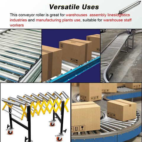2 Pack Light Duty Roller Conveyor Built To Take A Beating With A Rust Proof Galvanized Shell, ideal for cargo in warehouses and docks.