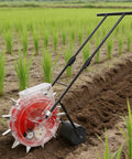 Manual Hand Push Garden Seeder With Wheel For Easy No Bend Planting Saves Time And Effort Stainless Steel Duckbill Seed Box 10 Nozzles