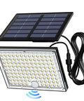 Outdoor Solar Lights With Motion Sensor, 113 LED Cool White Waterproof Dusk To Dawn Security Spotlight, solar panel and cord