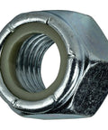 Straight Up Heavy Duty 1 1 2 Inch 12 Thread Nylon Insert Hex Lock Nuts Grade 2 Zinc Plated Steel 25 Pack close-up view.