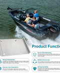 Jon Boat Seat Mount Plate SP15100 For Attwood Swivl Eze Accessories Bench Style Aluminum Swivel Seat Base Bracket For Replacement And Mounting On Small Boats, showing product features diagram with boating scene.