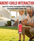 Parent and child enjoying interactive play with the Realistic Water Squirt Fire Extinguisher Toy For Kids Pretend Play.