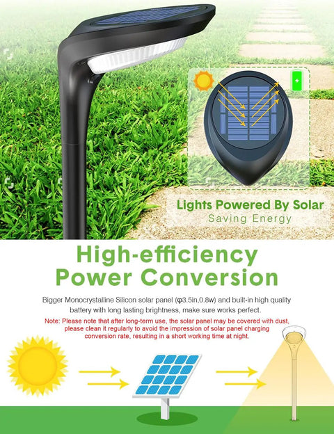 Solar Pathway Lights Outdoor 4 Pack High Brightness 150 LM IP65 Waterproof with Warm and Cool 2 Color Modes No Wiring Required No Fuss Setup Landscape Lighting for Walkways Driveways Gardens Yards Patios