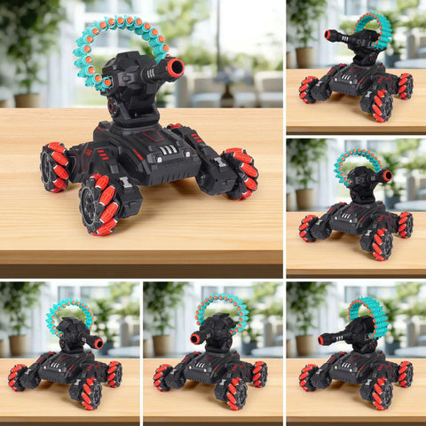 Remote Tank That Shoots Foam Darts, Gesture Sensing RC Battle Tank With 180 Degree Turret, Foam Dart Launcher Reaches 30 Feet, Red