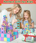 Awesome 100 Piece Magnetic Tiles Set For Kids Magnetic Blocks STEM Toy For Ages 3 To 8 Build Cars Castles And More Hands On Learning With Colorful Macaron Blocks Ideal Gift For Boys And Girls. Mother and child building colorful magnetic tile castles from ABS blocks