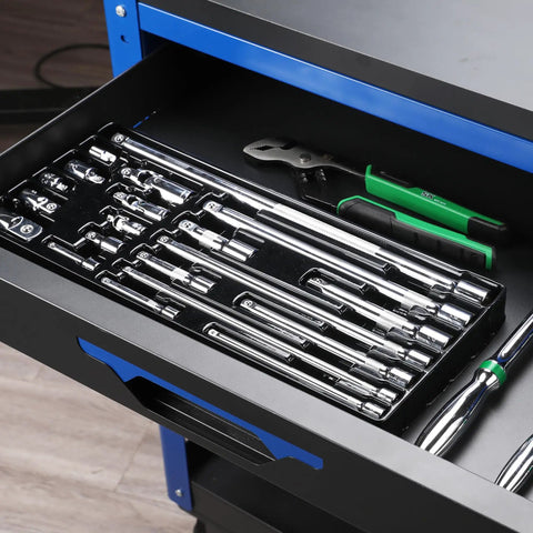 Top view of 20 Piece Socket Extension Set With One Quarter Inch Drive, Three Eighth Inch Drive, And One Half Inch Drive in tool drawer